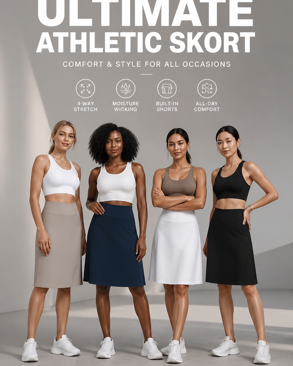 Model wearing the black skort during a workout, demonstrating its flexibility and movement capabilities.