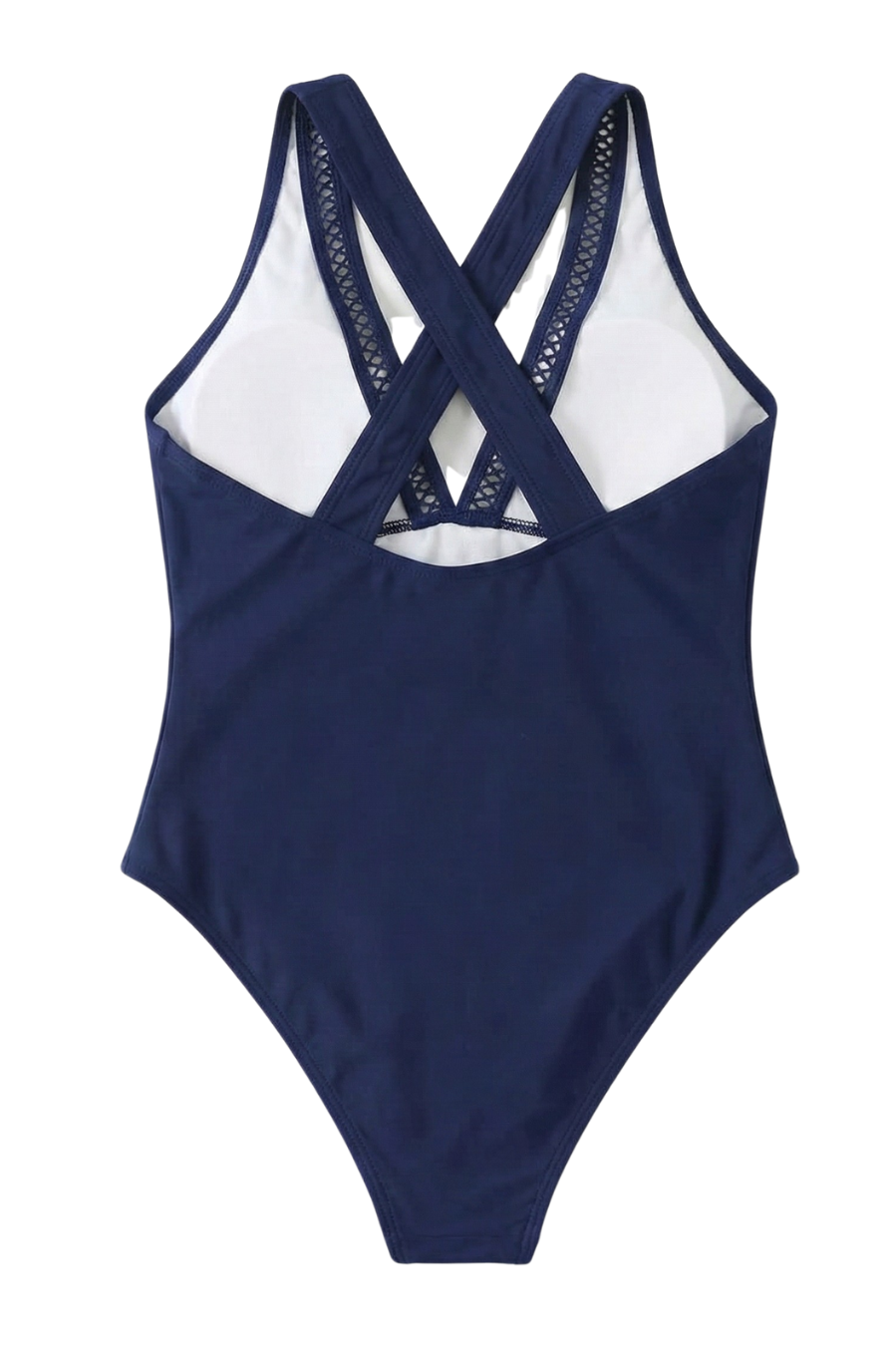 Model posing elegantly in the black one-piece swimsuit, suitable for various body types.