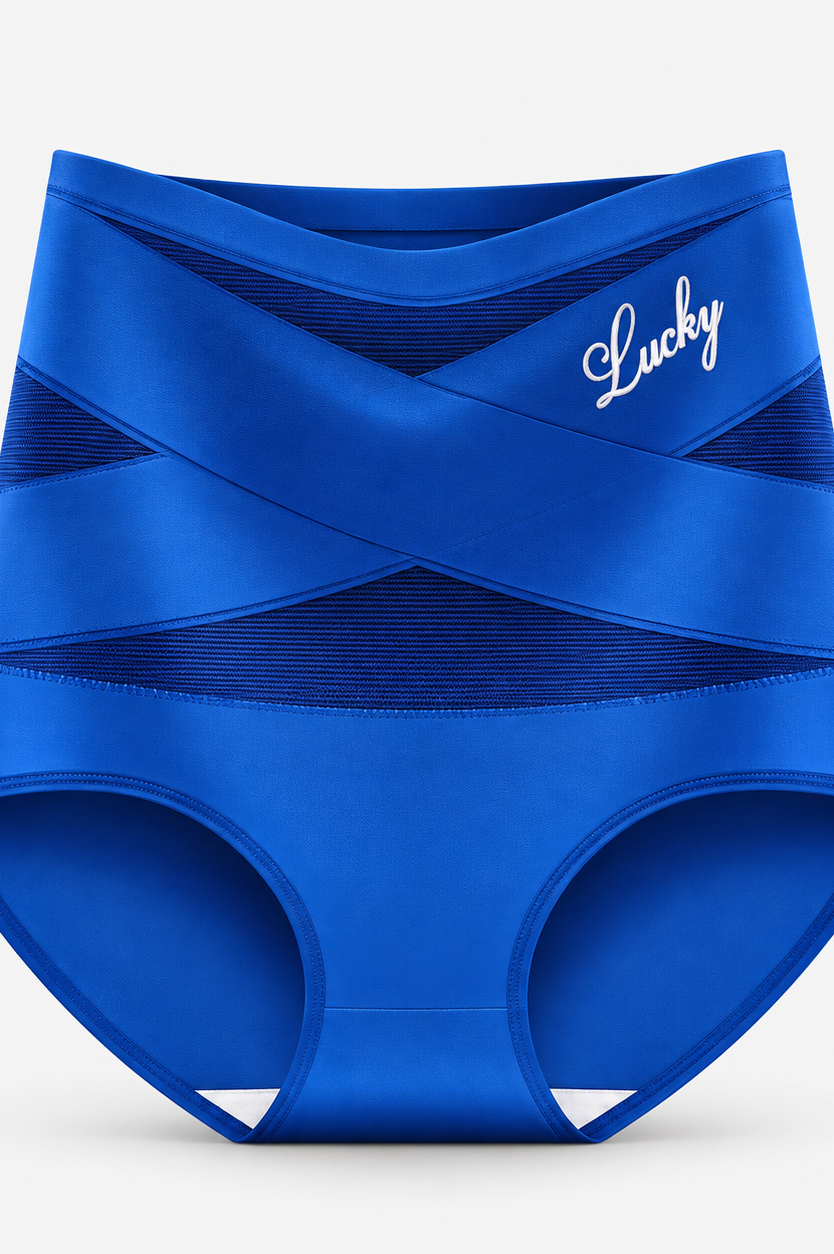 Detail of the stitching on the high-waisted briefs, emphasizing quality and durability.