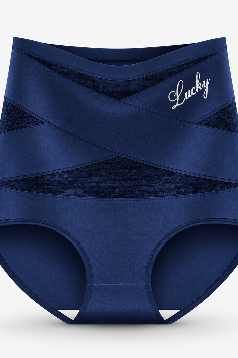 Packaging of the high-waisted shaping underwear, indicating size and color options.