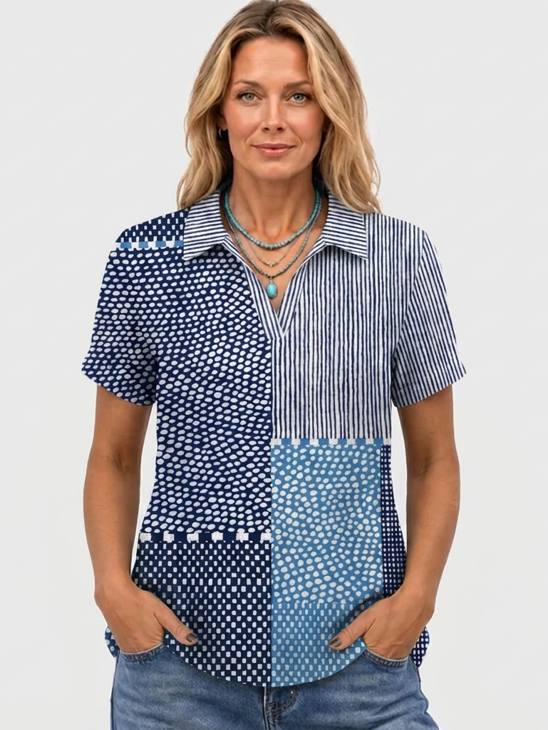 Honor | Patchwork Collared Top