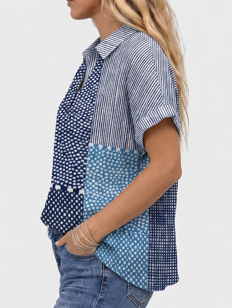 Honor | Patchwork Collared Top
