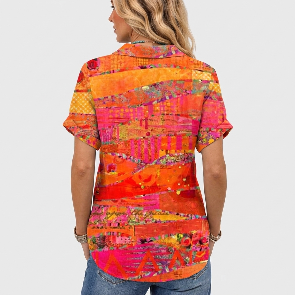 Pamela | Abstract Collared Top