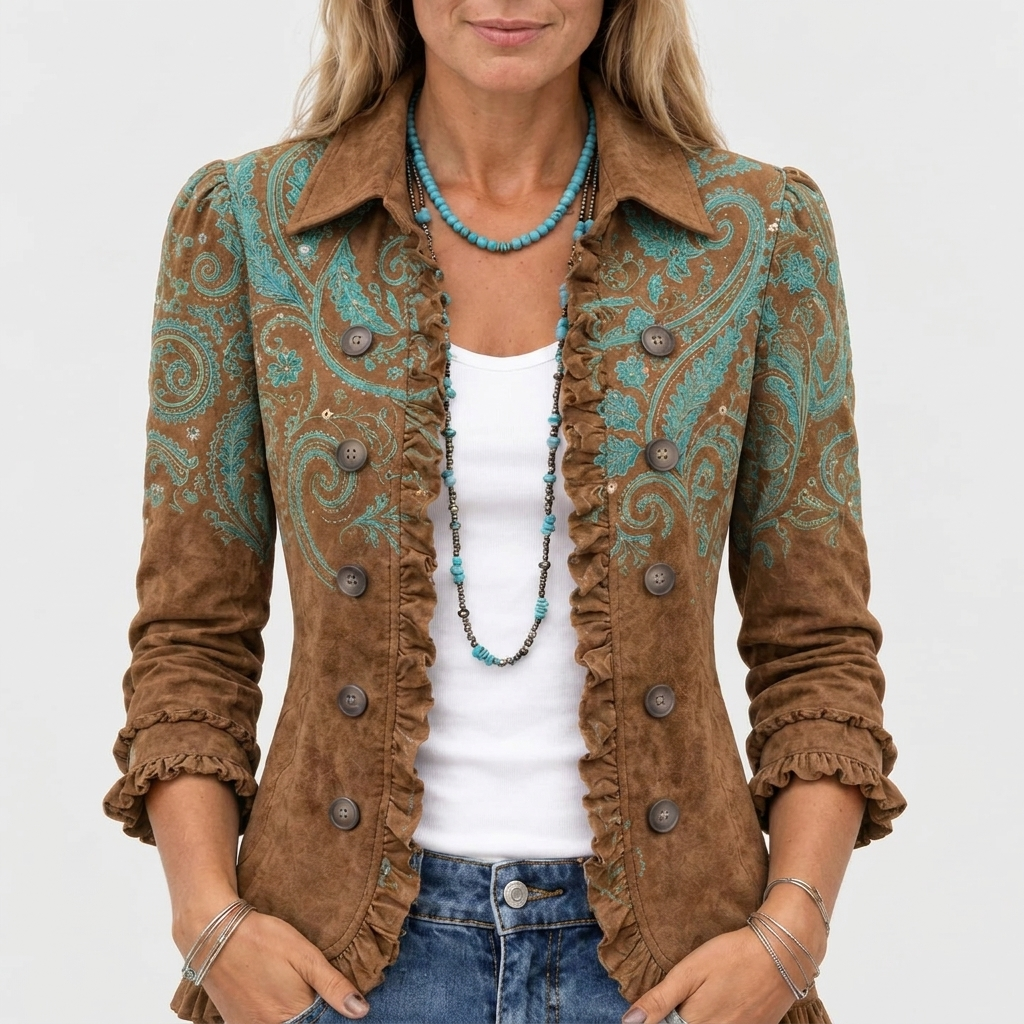 Philippa | Paisley Print Ruffle Jacket
