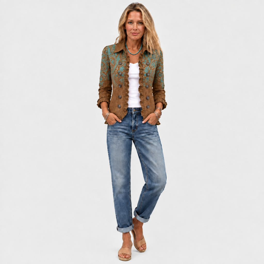 Philippa | Paisley Print Ruffle Jacket