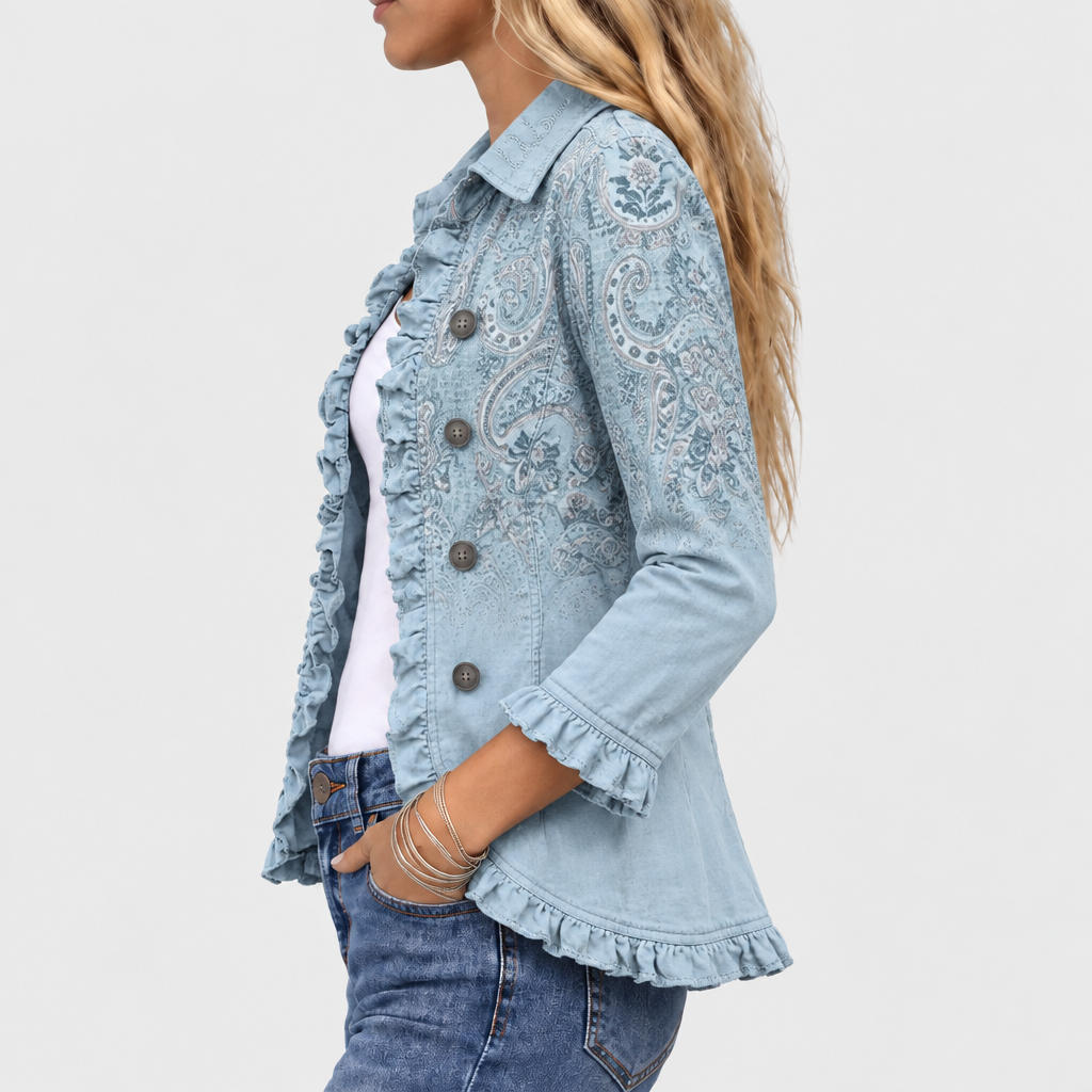 Annabel | Retro Paisley Ruffle Jacket