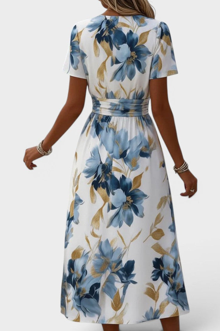 Solange | Floral Wrap Waist Midi Dress