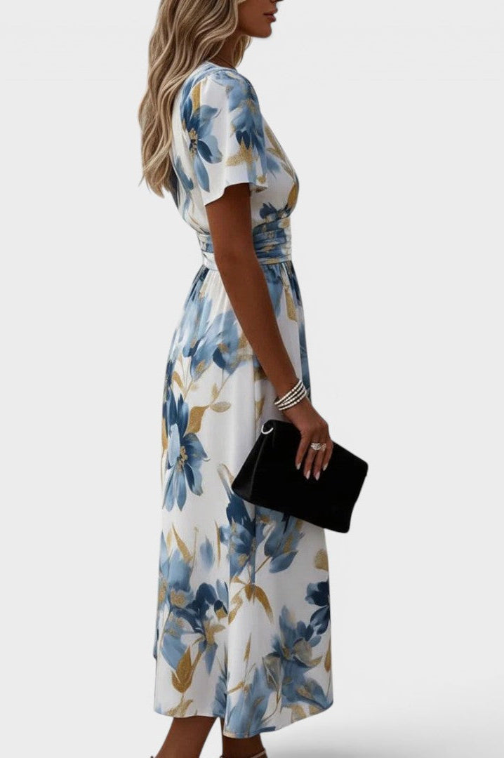 Solange | Floral Wrap Waist Midi Dress