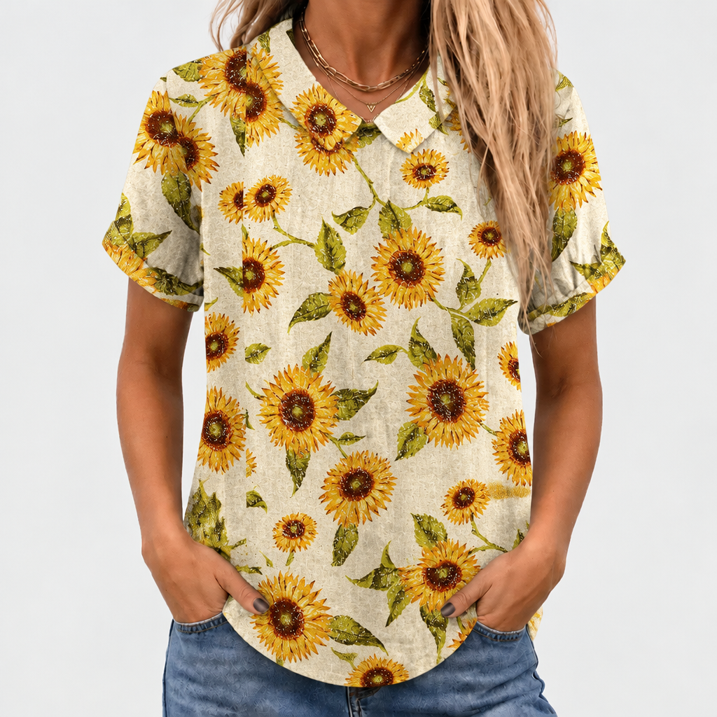 Lavinia | Sunflower Collared Top