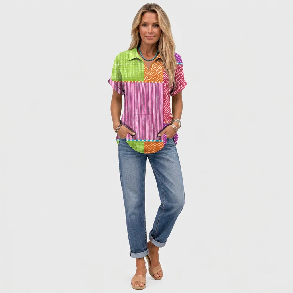 Augusta | Patchwork Collared Top