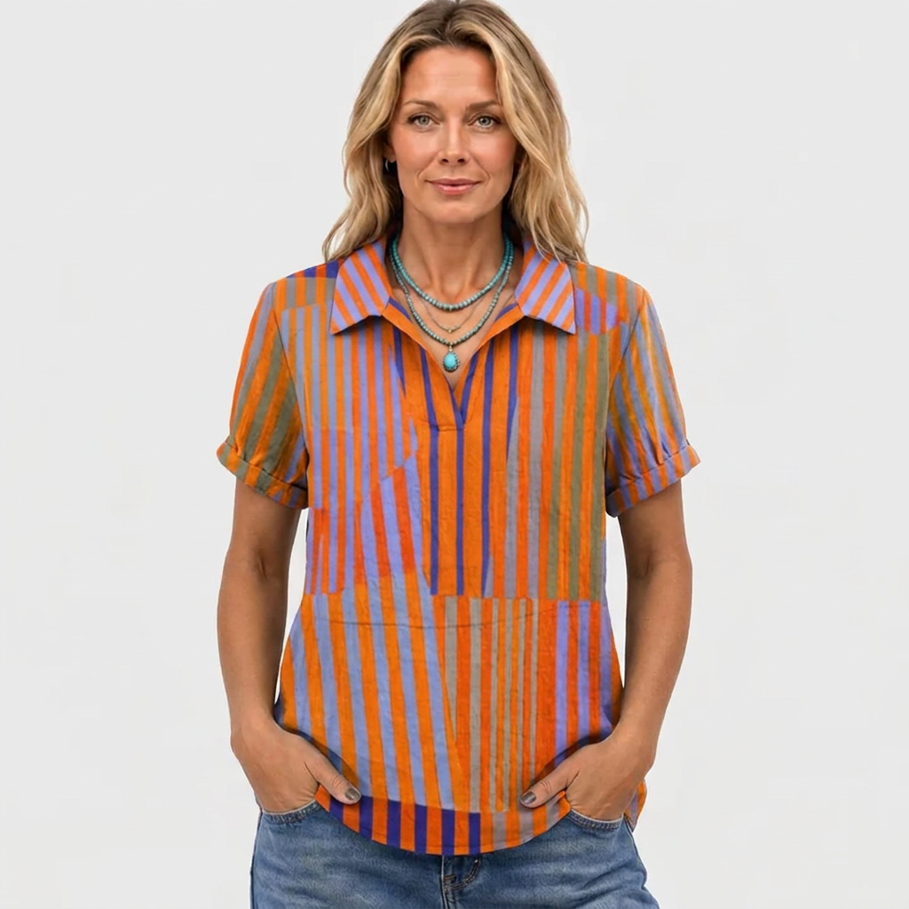 Leonie | Striped Collared Top