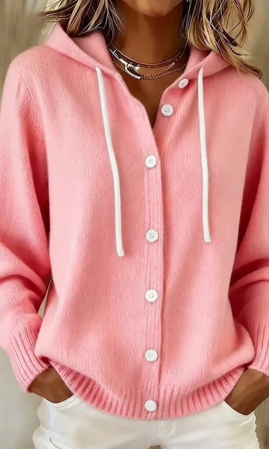 Front view of a pink Anouk T-shirt on a model, showcasing its loose fit and comfortable design.