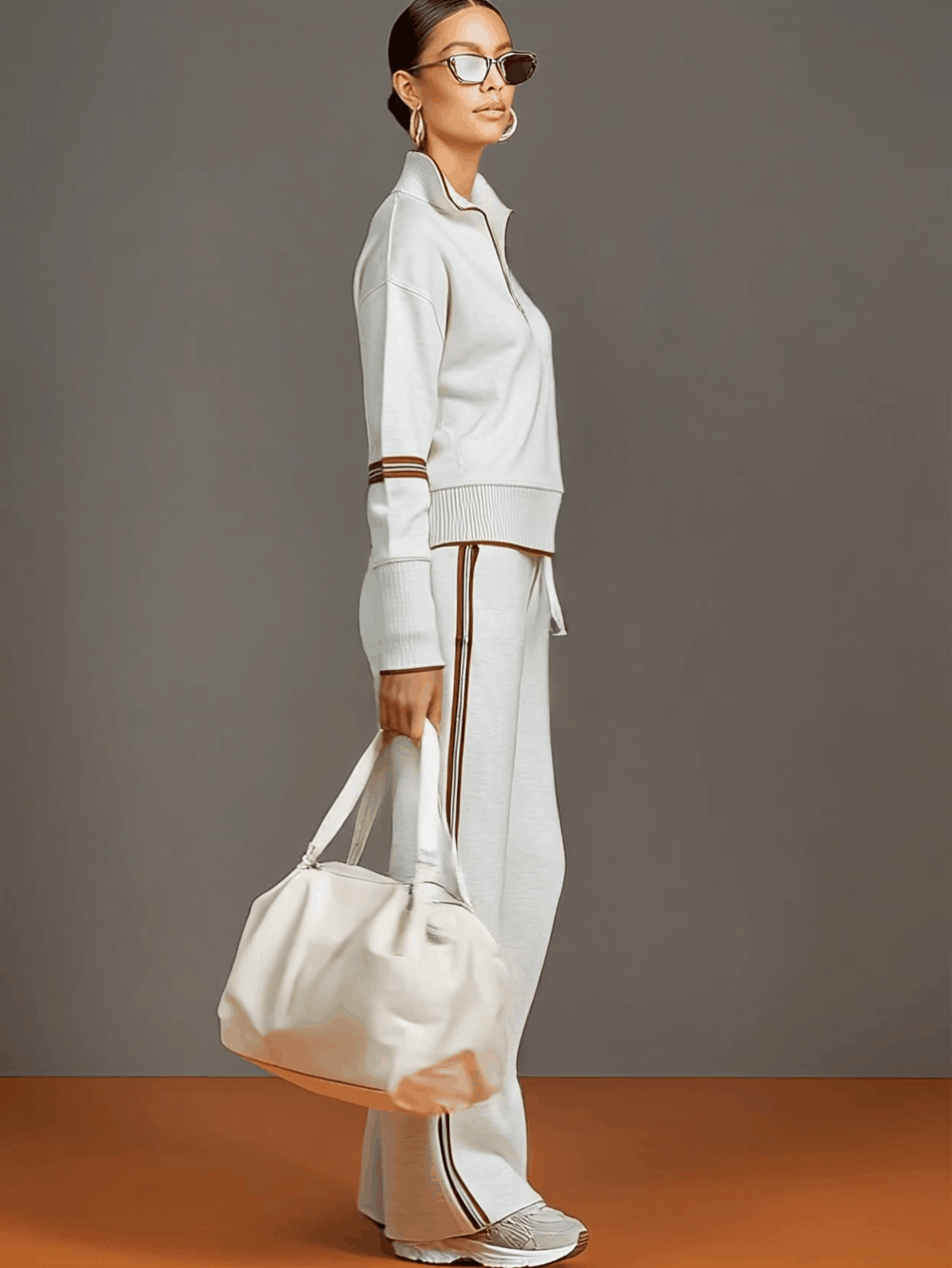 Woman enjoying a relaxed moment in Anouk relaxed fit pants, emphasizing the comfort for lounging or daily activities.