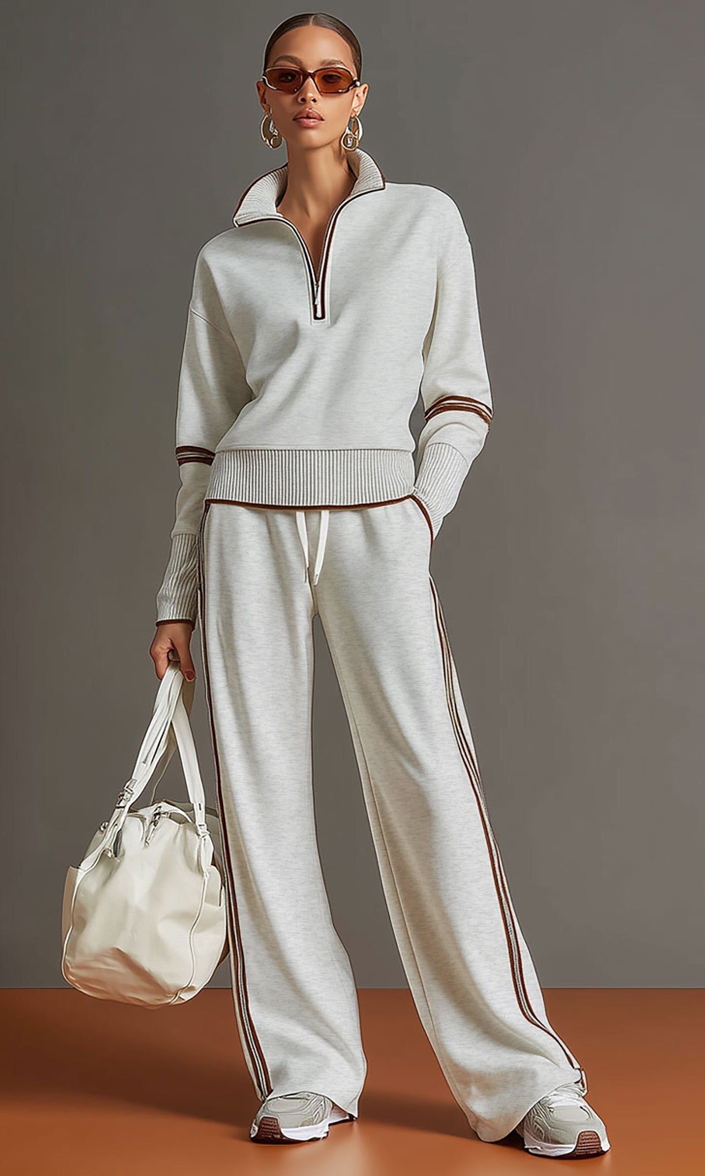 Back view of the Anouk relaxed fit pants on a woman, highlighting the smooth lines and flattering shape.
