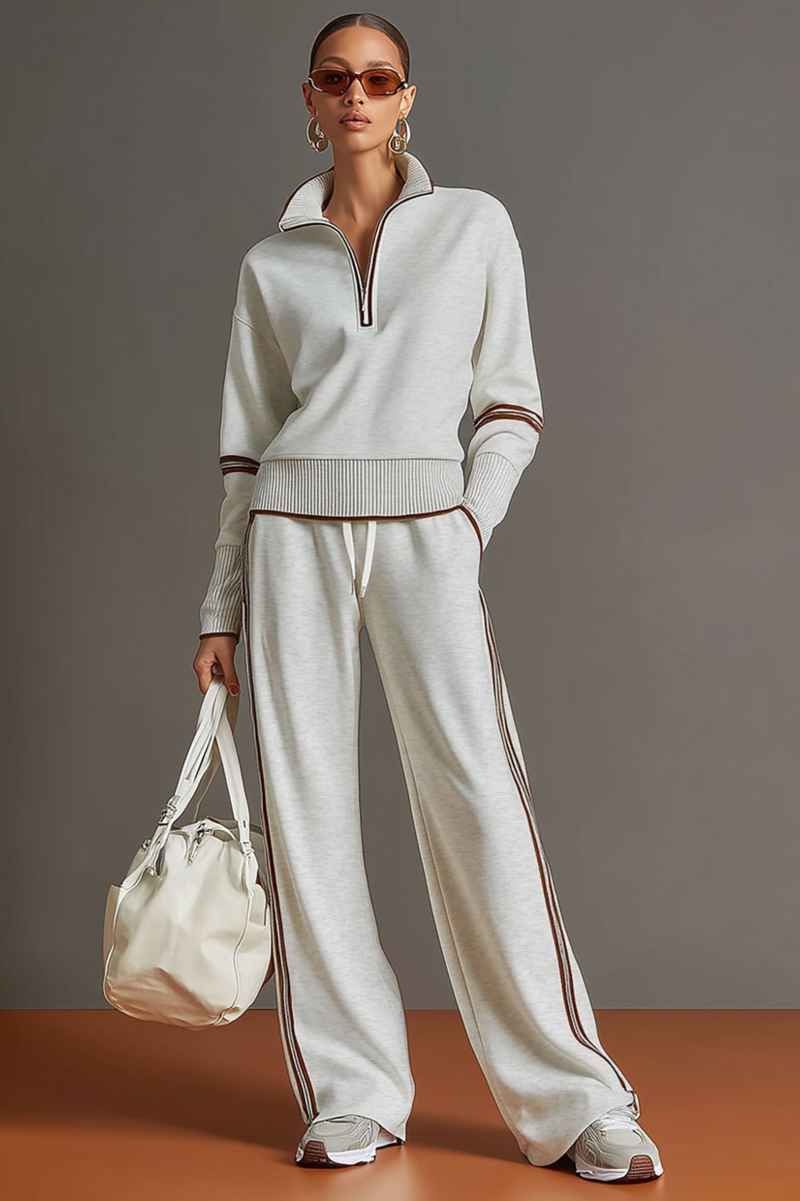 Back view of the Anouk relaxed fit pants on a woman, highlighting the smooth lines and flattering shape.