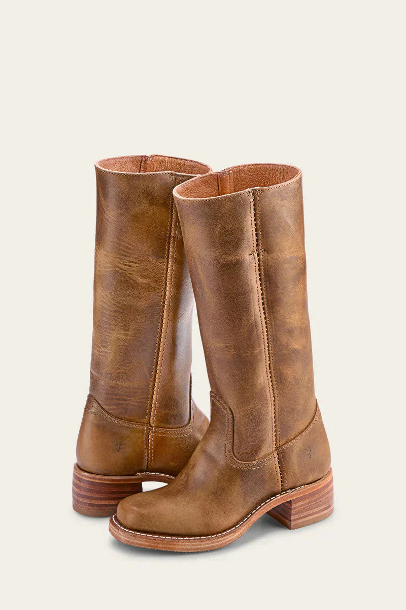 Pair of dark brown Calandra classic western boots from an elevated angle, emphasizing texture and design.