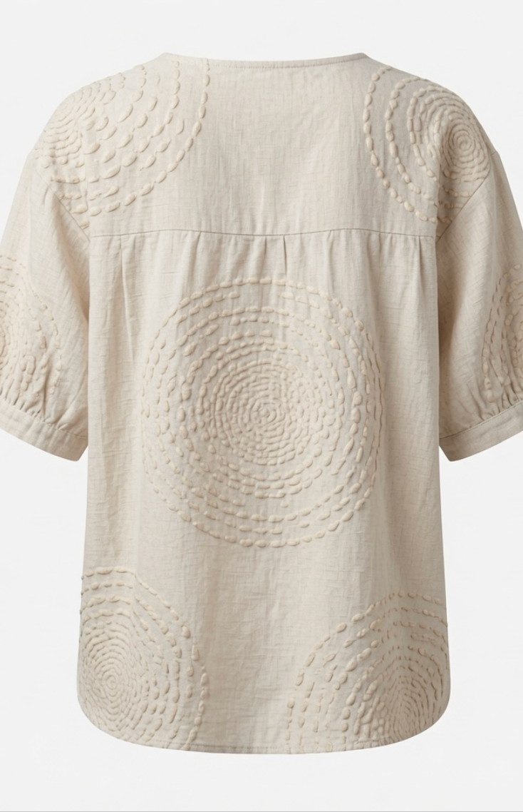Back view of the Seraphina top, emphasizing the flowing silhouette and the quality of the fabric.
