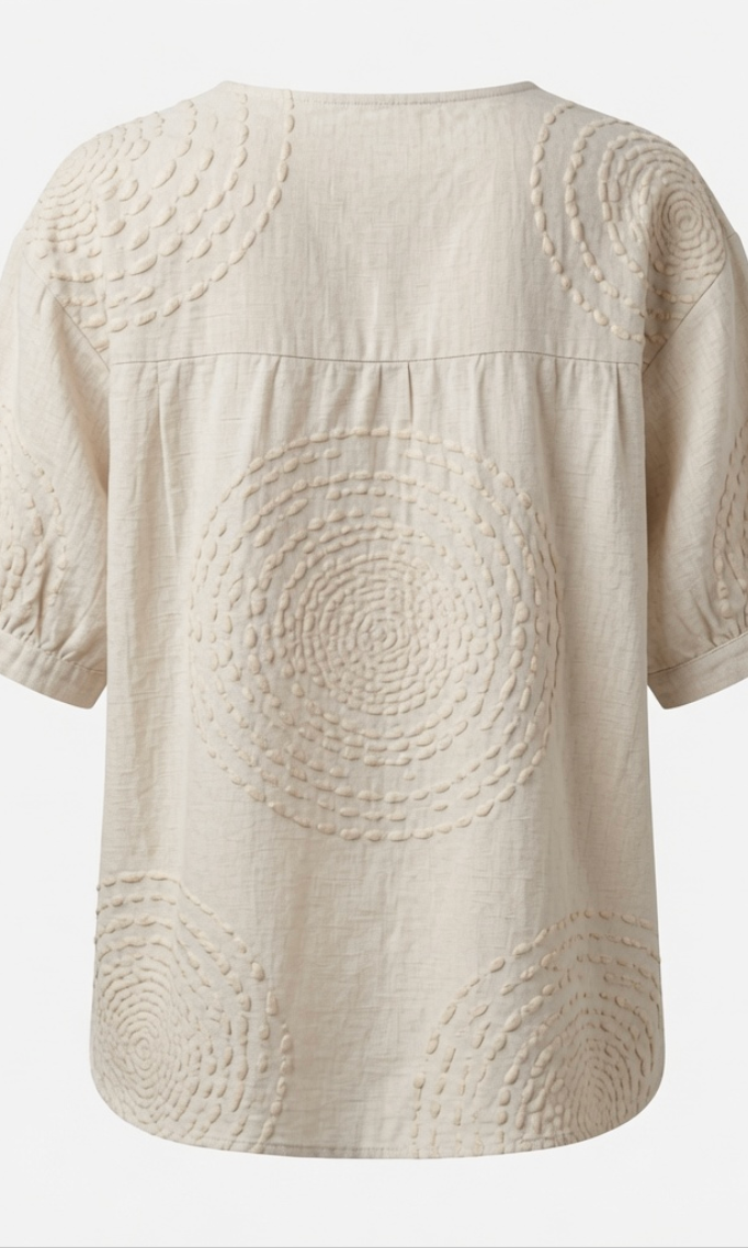 Back view of the Seraphina top, emphasizing the flowing silhouette and the quality of the fabric.