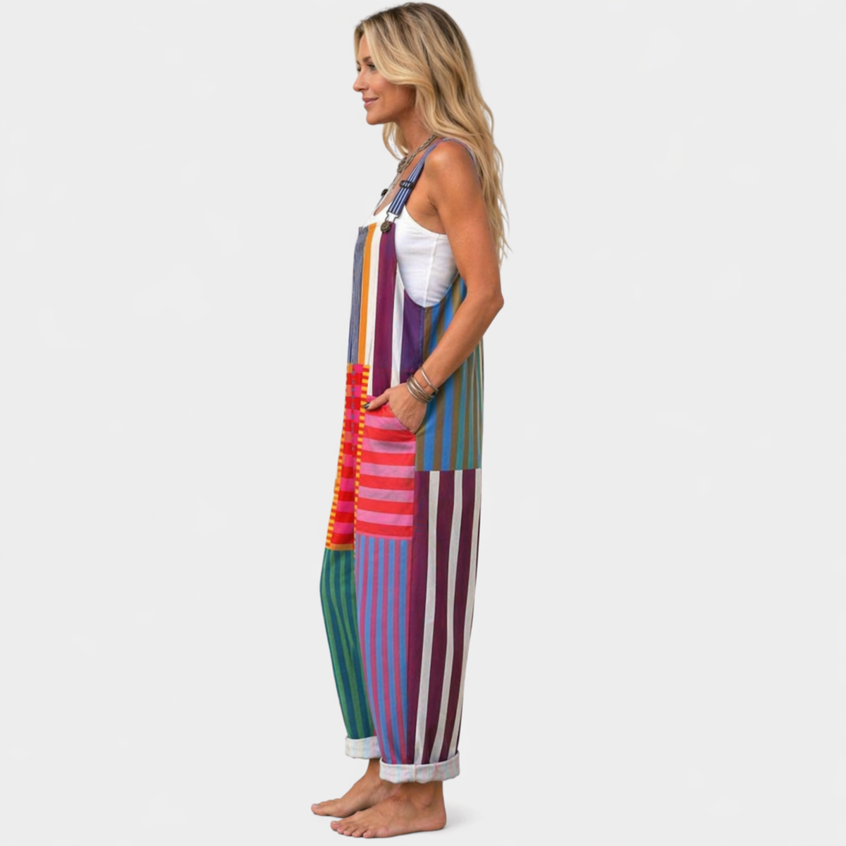 Joyce | Rainbow Patchwork Overall