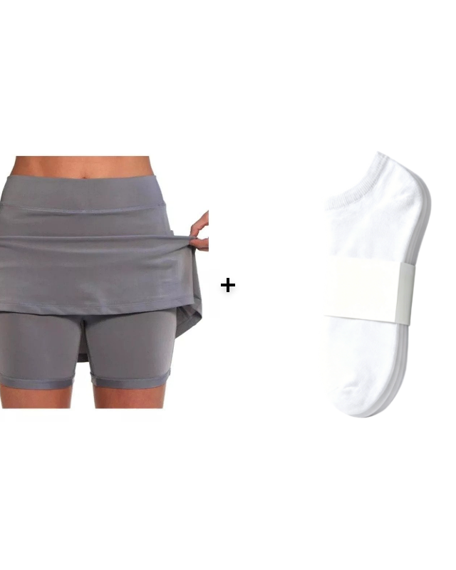 Close-up of the fabric's soft hand-feel on the purple skort, ensuring maximum comfort against the skin.