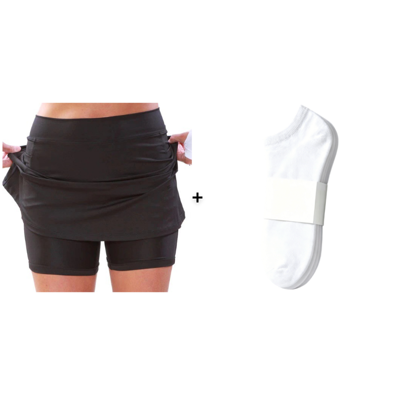 Side view of the navy blue active skort, showcasing the perfect balance between style and athletic performance.
