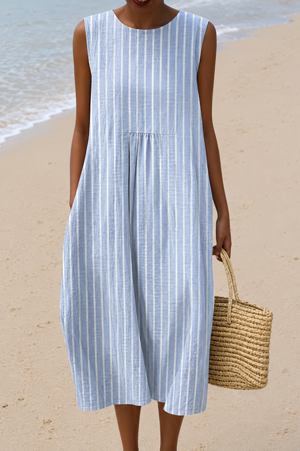 Clemence | Striped Sleeveless Midi Dress