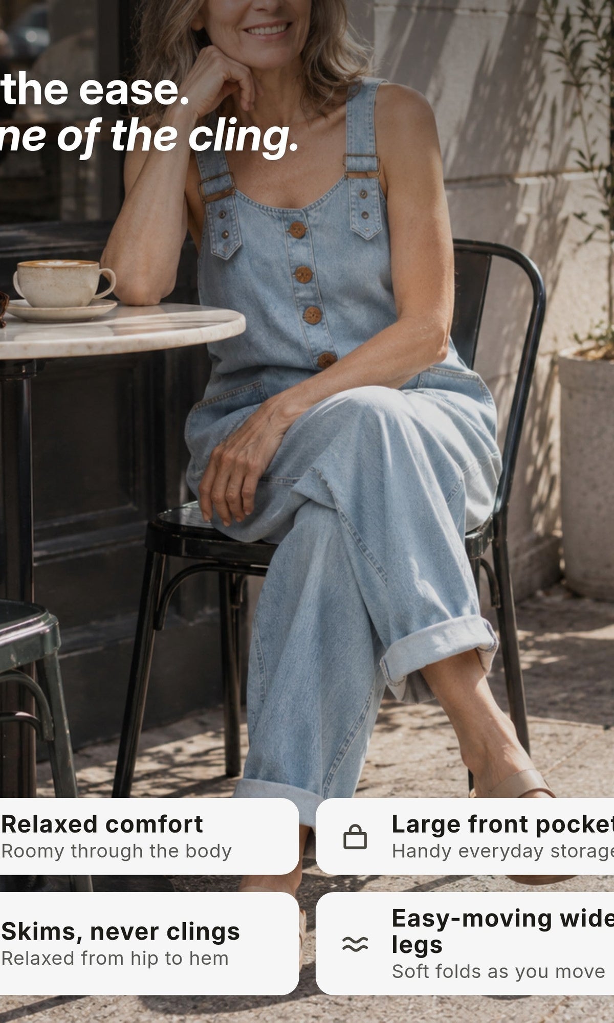 Full-length image of the utility jumpsuit in beige, perfect for spring and summer occasions.