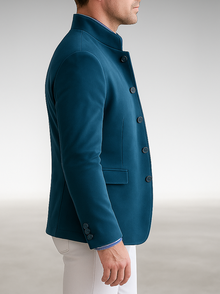 Interior view of the Florian tailored formal blazer, revealing the quality lining and internal pocket details.