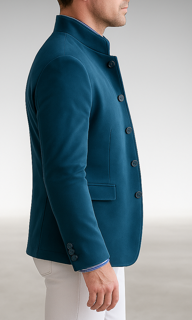 Interior view of the Florian tailored formal blazer, revealing the quality lining and internal pocket details.