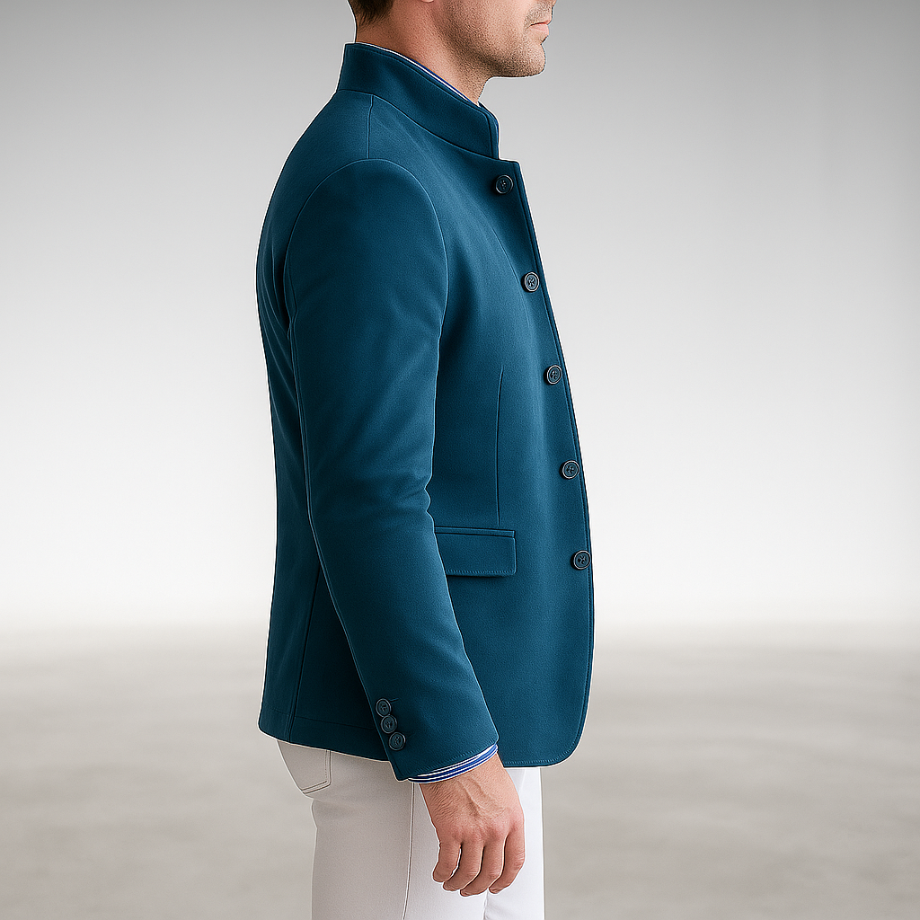 Interior view of the Florian tailored formal blazer, revealing the quality lining and internal pocket details.