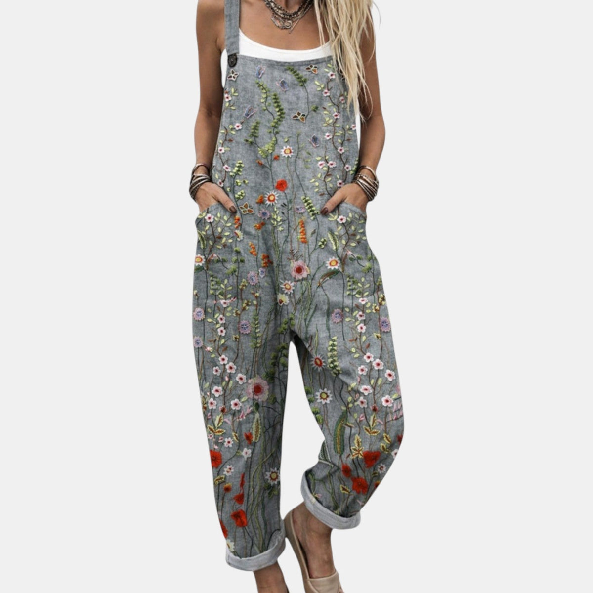 Hester | Grey Floral Overall