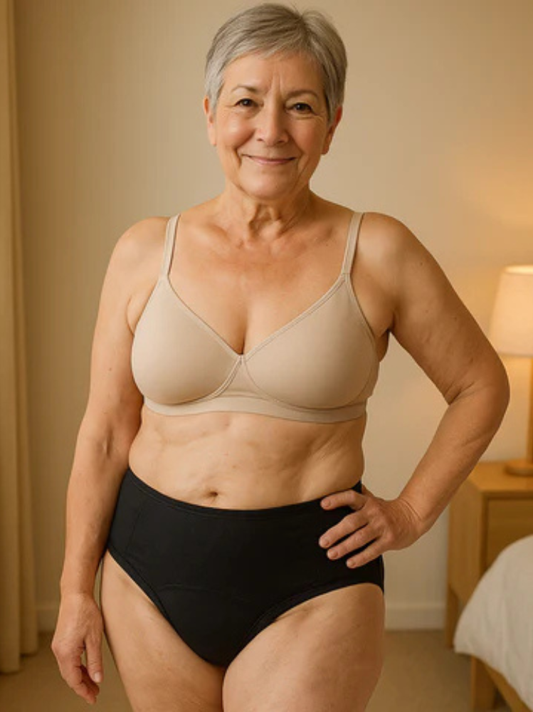 Arrangement of Kaelin leak-proof underwear in all available colors, emphasizing the versatile shade options.