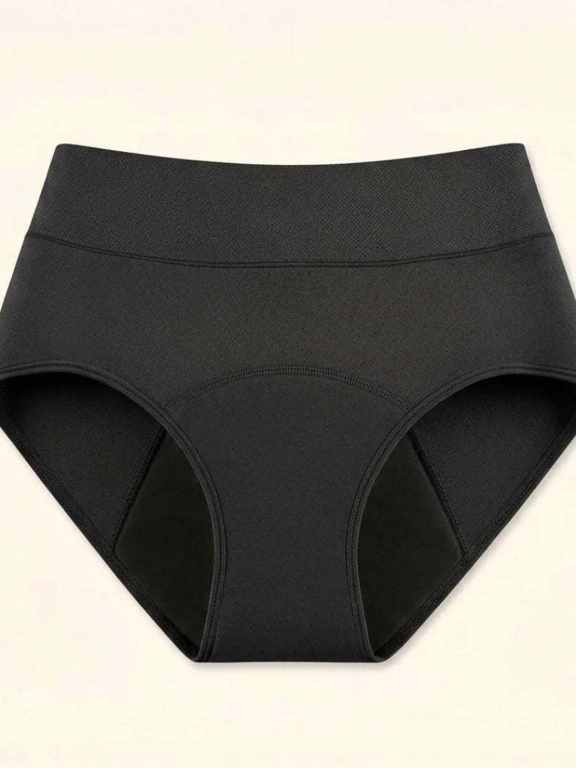 Close-up detail of the fabric texture on the black Kaelin leak-proof underwear, highlighting its soft, breathable material.