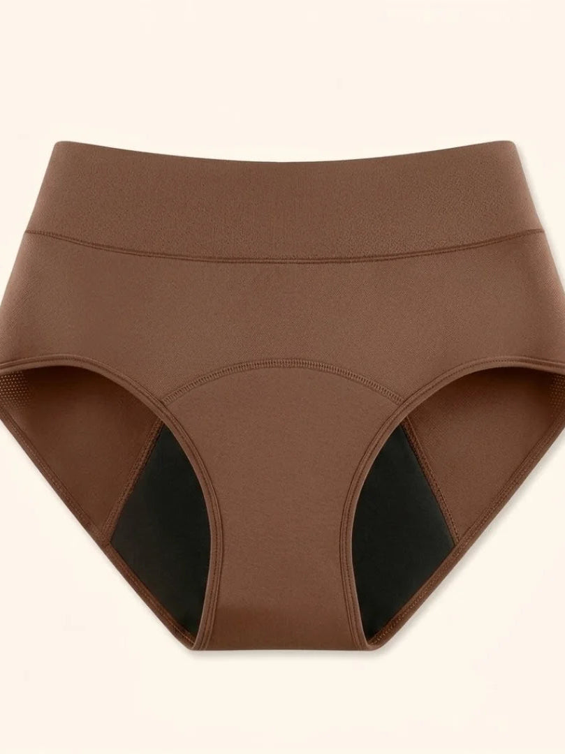 Rear view of the black Kaelin leak-proof underwear, emphasizing the full coverage and discreet silhouette.