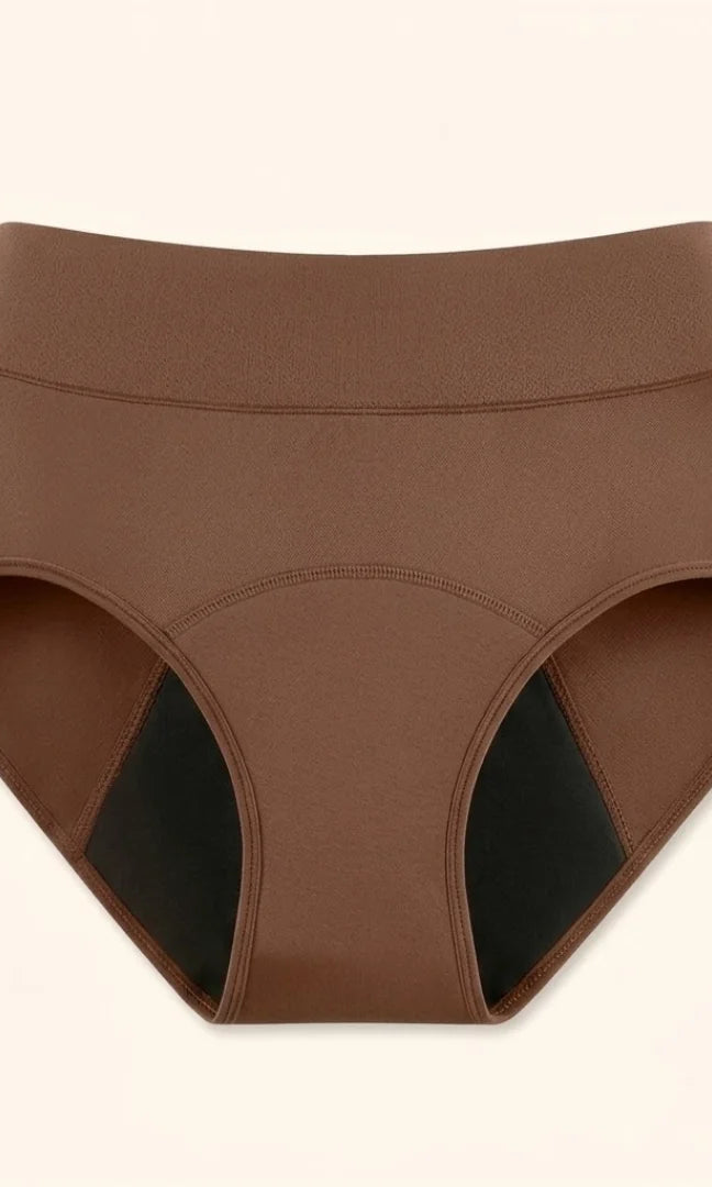 Rear view of the black Kaelin leak-proof underwear, emphasizing the full coverage and discreet silhouette.
