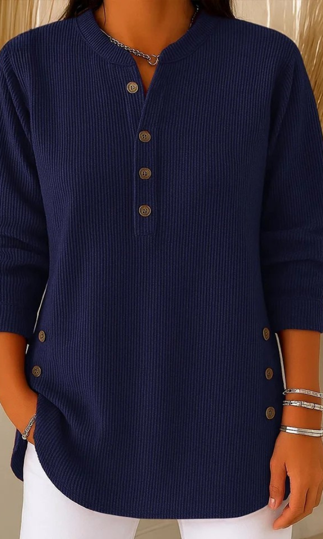 Side profile of the Kiera comfortable shorts, highlighting their relaxed drape and length.