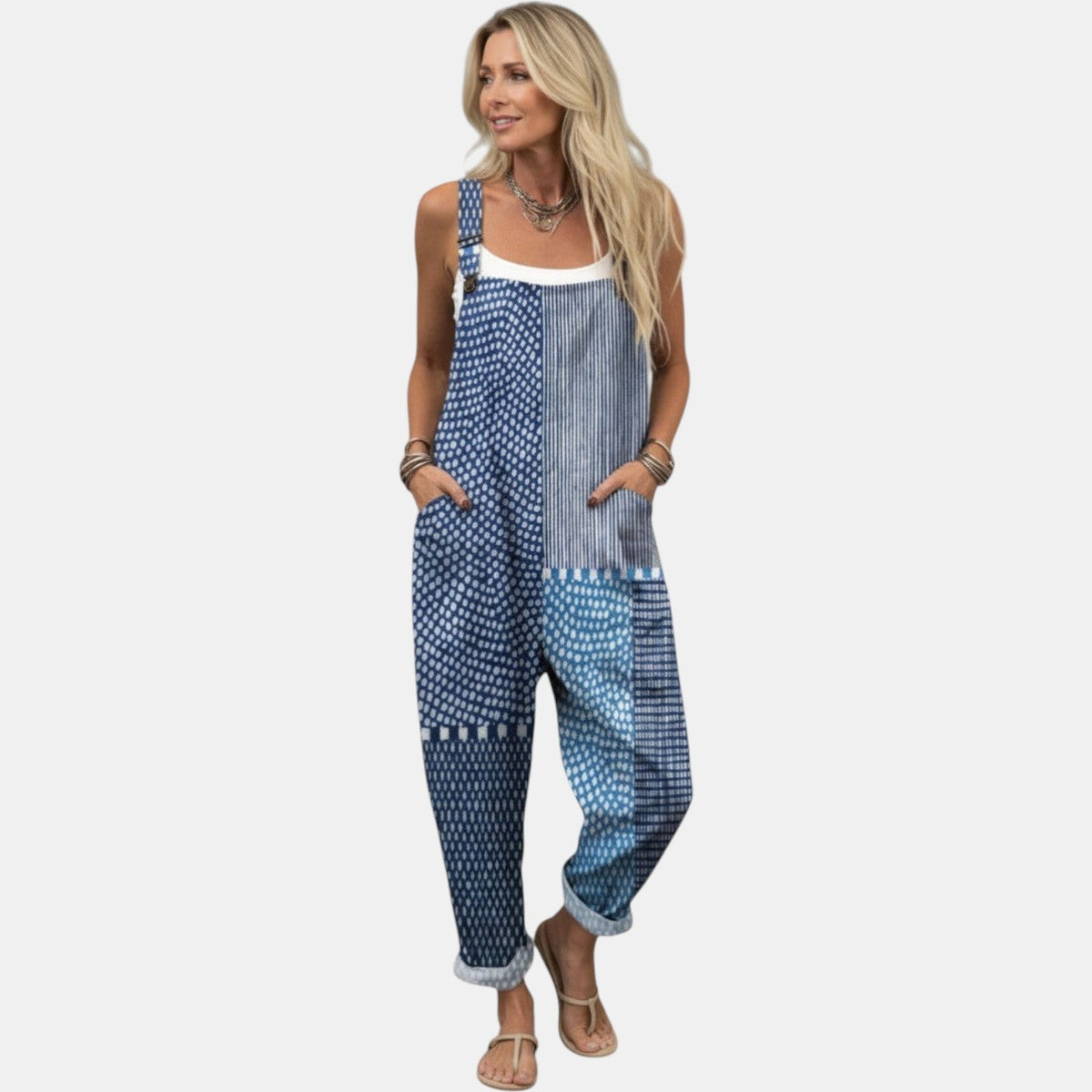 Doris | Blue Patchwork Overall