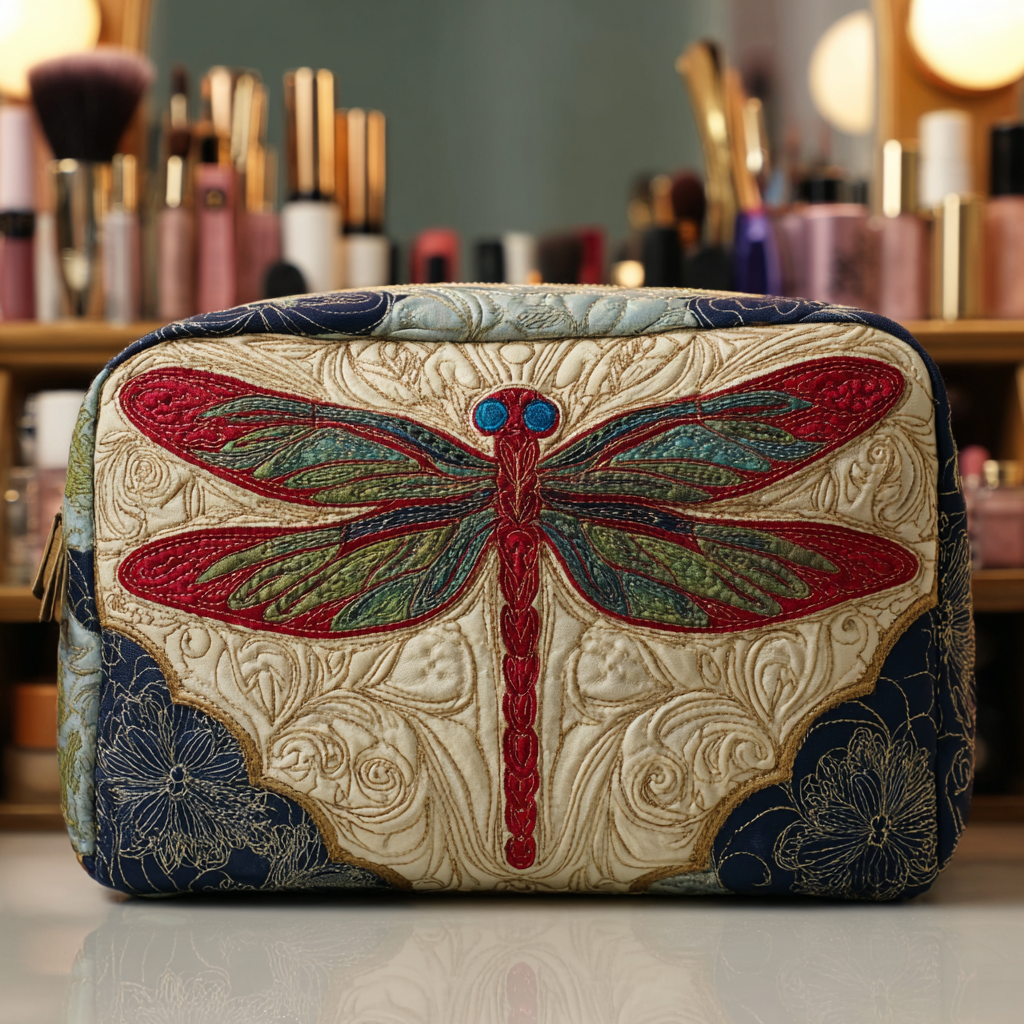 Elegant Margot quilted cosmetic bag in a delicate print, showcasing its soft texture and structured shape on a light background, perfect for organizing beauty essentials.