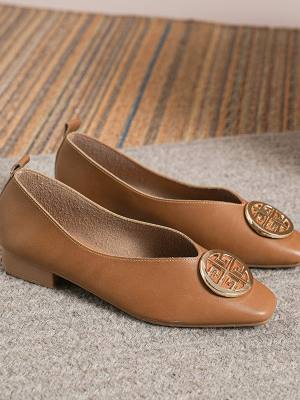 Overhead shot of green square-toe flats, highlighting the modern square toe design and easy slip-on convenience.