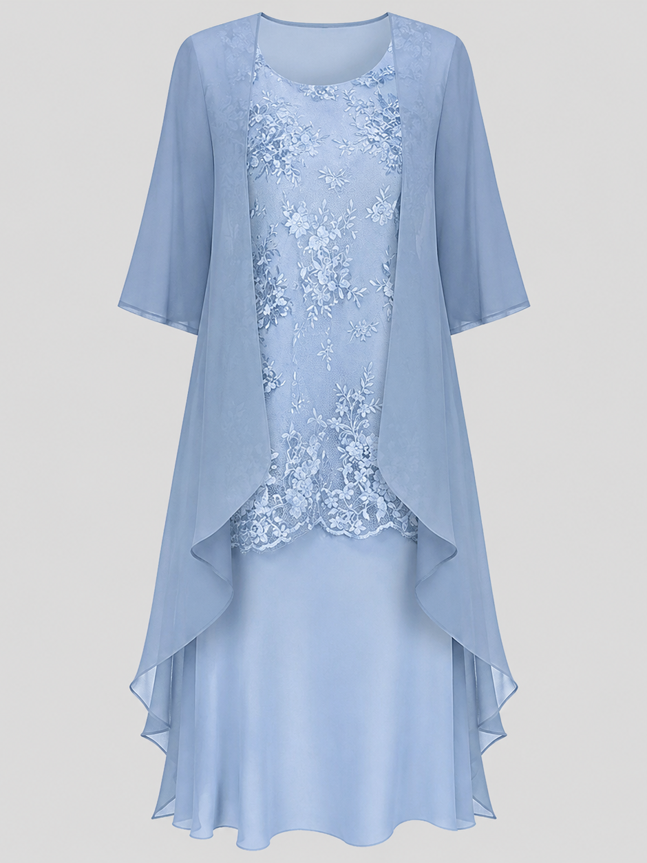 Close-up of the delicate chiffon material of the Noelle dress, highlighting its soft texture and drape.