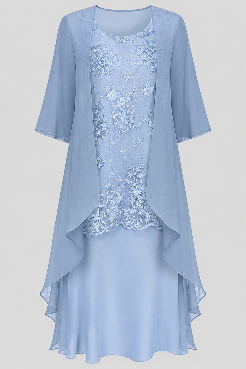 Close-up of the delicate chiffon material of the Noelle dress, highlighting its soft texture and drape.
