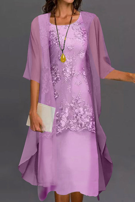 Lifestyle image of the Noelle two-piece dress in a celebratory setting, demonstrating its occasion wear suitability.