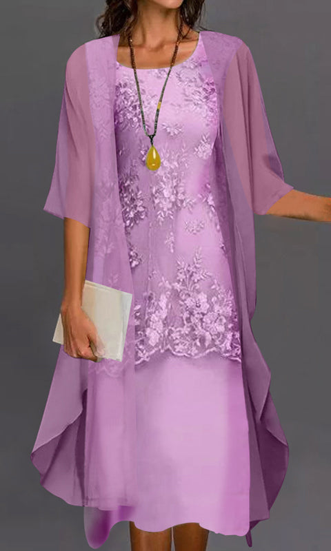 Lifestyle image of the Noelle two-piece dress in a celebratory setting, demonstrating its occasion wear suitability.