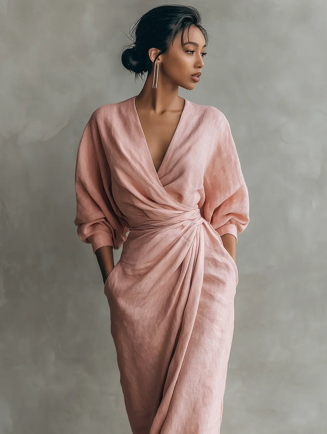 Zylah | Draped V-Neck Maxi Dress