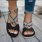 Close-up of the soft upper on the Artemis sandals in beige.