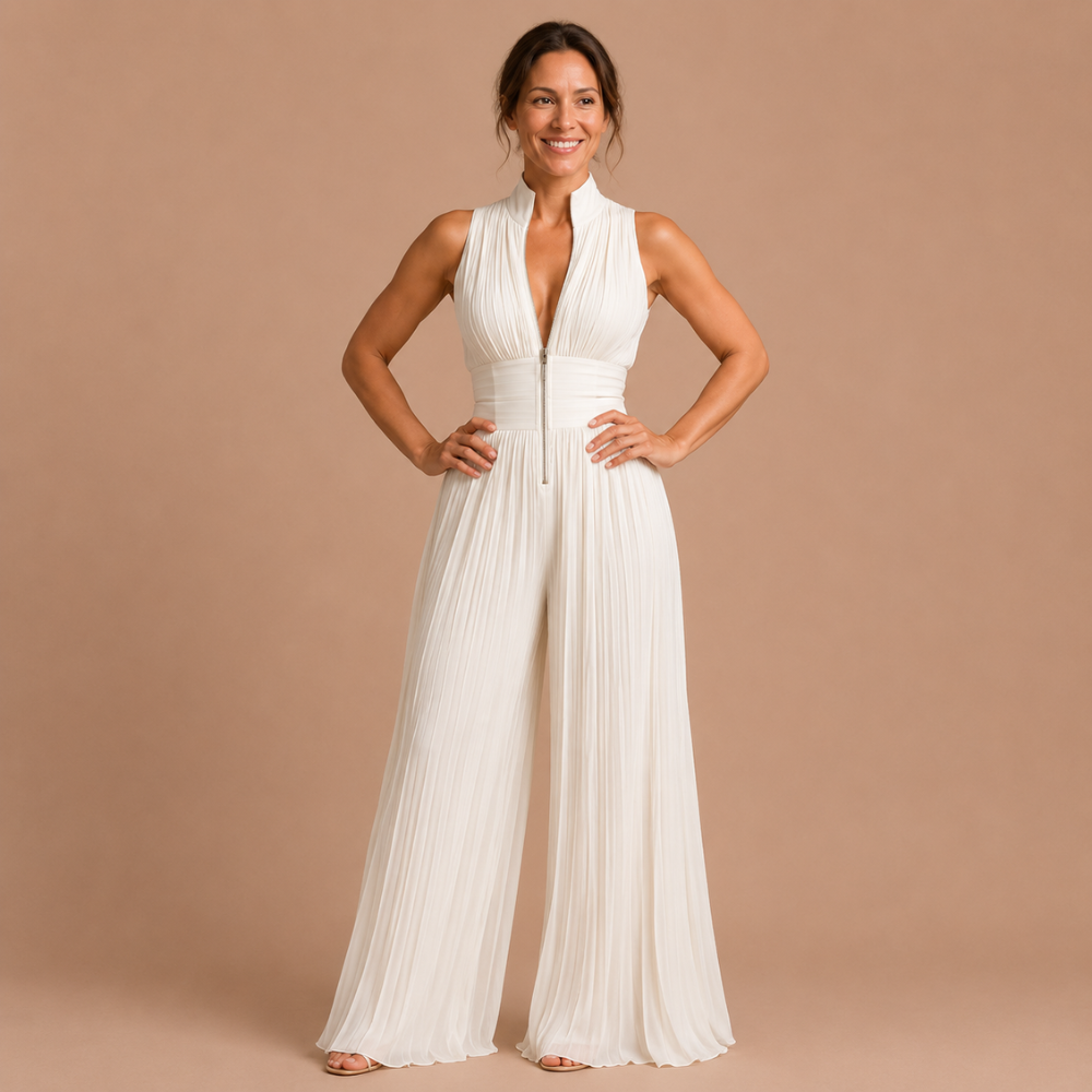 Lifestyle shot of the women's jumpsuit in a relaxed setting, emphasizing comfort and ease of movement.