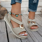 Artemis sandals in blue seen from a slightly elevated angle.
