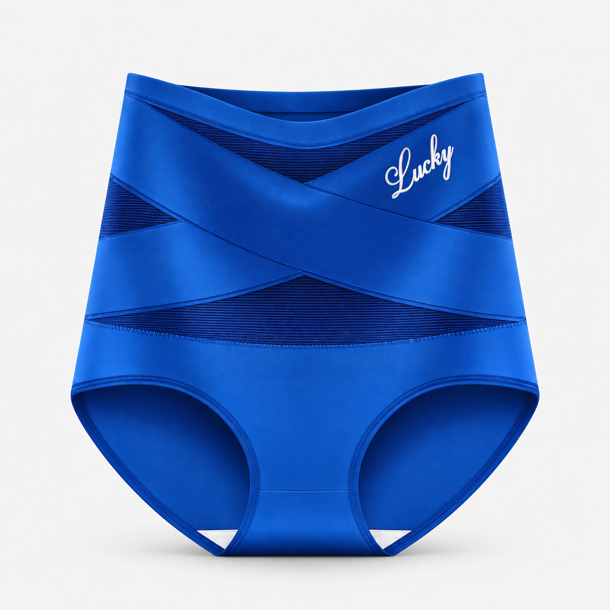 Detail of the stitching on the high-waisted briefs, emphasizing quality and durability.
