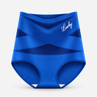 Detail of the stitching on the high-waisted briefs, emphasizing quality and durability.