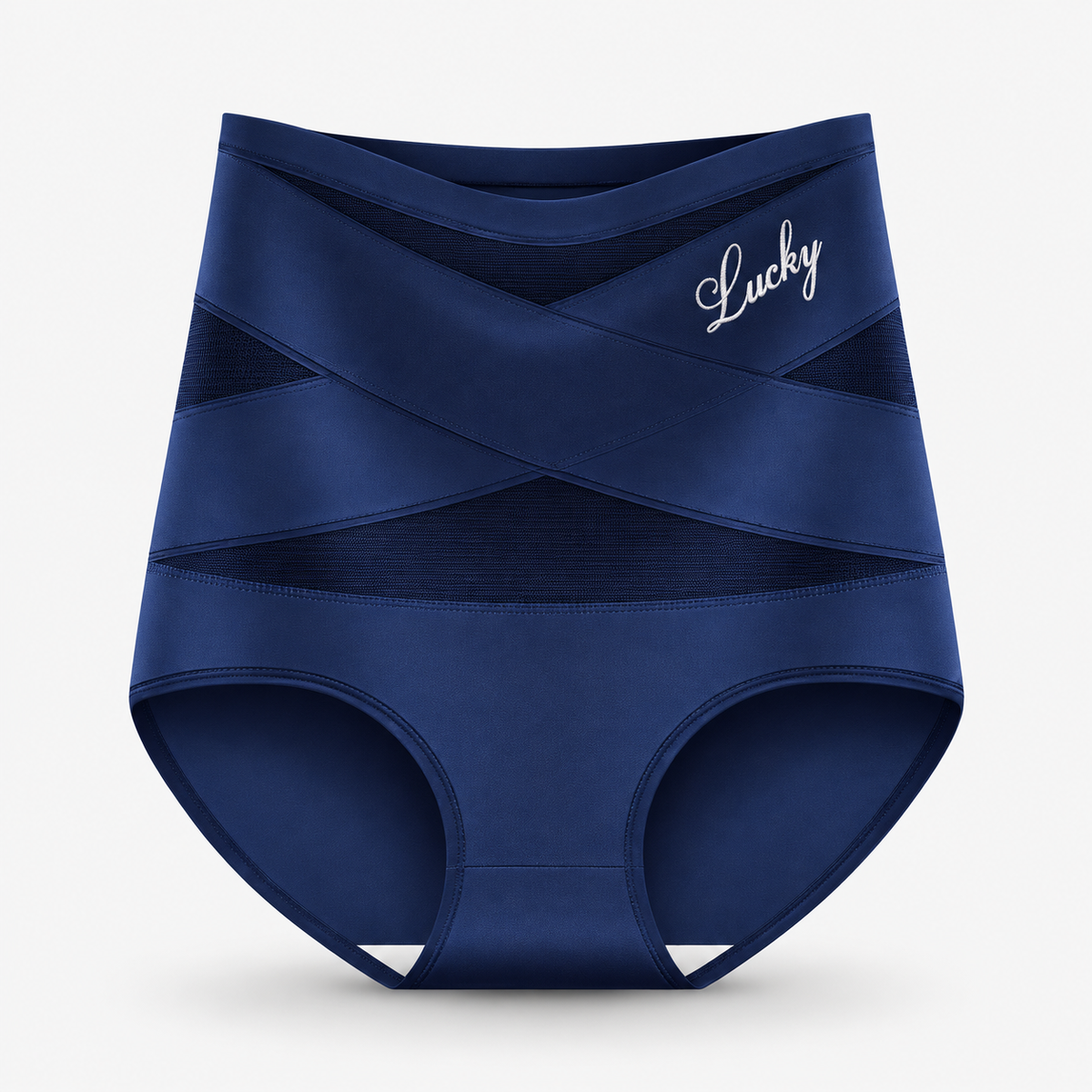 Packaging of the high-waisted shaping underwear, indicating size and color options.